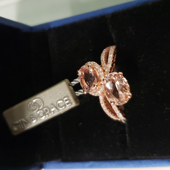 Gin & Grace  14k Rose Gold Pear-cut Morganite Ring - Picture 2 of 3